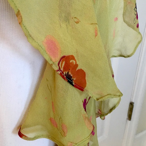 ELIZABETH GILLETT Anthropologie Asymmetrical Floral Roses Silk 100% - Picture 7 of 7